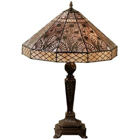 Warehouse of Tiffany QSC182049A Tiffany-style Art Deco Table Lamp, Red