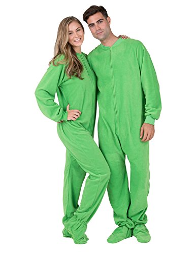 Footed Pajamas - Emerald Green Adult Fleece