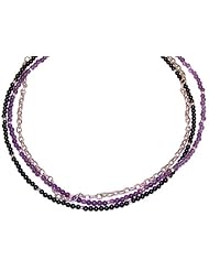 MyStrand Amethyst Onyx Chain Necklace Set, Adjustable Length 16"-24"-32": Multi Strand Sterling Silver, Amethyst, Onyx Beaded Necklace Set