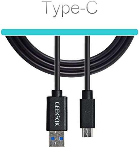 GeekBok 3ft Hi-speed USB 3.1 Type C USB-C to Standard USB 3.0 Data Sync Charging Cable Power Supply for New 12 inch Macbook, Google New Chromebook Pixel, Nexus 6P/5X, Lumia 950/ 950X, Nokia N1, OnePlus 2 and Other Type-C Supported Devices, Black