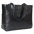 Black Clark & Mayfield: Rosemont Leather 15.4" Laptop Tote - Black