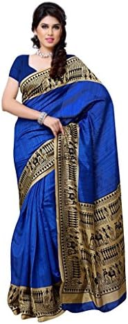 Diva Fashion Women's Surat Art Silk Printed Saree Free Size Blue