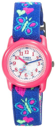 Timex Kids\' T89001 Hearts and Butterflies Stretch Band Watch