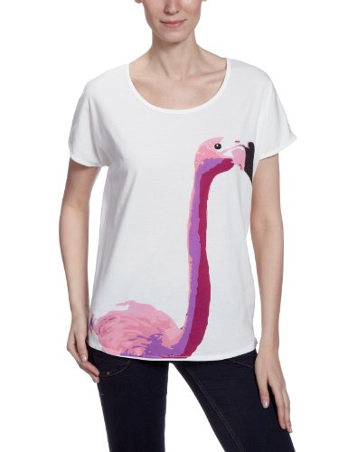 VERO MODA Damen T-Shirt, 10077431 Flamingo Top, Gr. 42 (XL), Wei&szlig; (SNOW WHITE) Preisvergleich