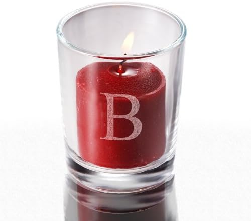Eastland Glass Votive Holders Set of 12, Monogrammed with Letter B