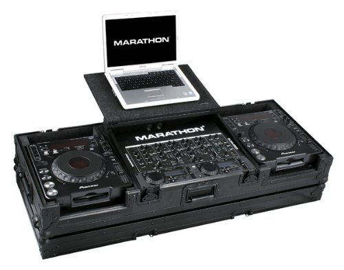 Marathon Flight Road Blk Series Case MA-DJCD19Wltblk Holds 2 X Large Format CD Players + 19-Inch Mixer Up To 8U with Laptop Shelf