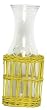 Hand Woven Lemon Yellow Painted Willow Basket with Large Glass 46oz Carafe 4"D x 11"H Set / 2