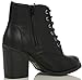 Soda Women's Korman Faux Leather Lace Up High Chunky Heel Ankle Booties, Black, 8 M US