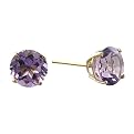 10K 6mm. Yellow Gold Amethyst Stud Earrings