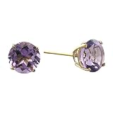 10K 6mm. Yellow Gold Amethyst Stud Earrings