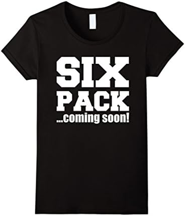 Women's Six Pack Coming Soon Tshirt Large Black