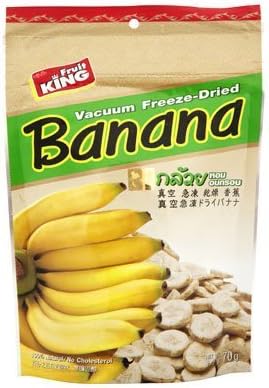 Fruit King Freeze-dried Banana, Banana Chips, Freeze-dried Fruit Snack Unsweetened and 0% Fat, Real Healthy Snack 70g. (Pack2)