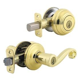 Kwikset 99910-039 Signatures Lido Lever SmartKey Combo Pack, Polished Brass by Kwikset
