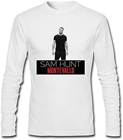 WEREXC Design Long Sleeve t-shirts for Mens 100% Cotton-Sam Hunt Montevallo White XL