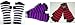 3 New Pair Fingerless Cut Off Gloves Black and Red Black and White and Black and Purple Stripe Golves Goth Gothic