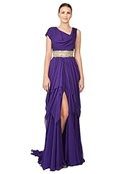Chiffon/Silk Draped  Jeweled  Dress With Rhinestones