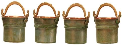 Dago's Copper Designs MP-103-GS 4-Piece Pails Straight Sided Solid Copper Decorative Planter with Pivoting Brass Handle, 2-1/2-Inch by 2-1/2-Inch, Verdigris