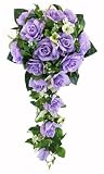 Lavender Silk Rose Cascade - Wedding Bouquet