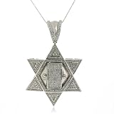 Sterling Silver Micro Pave Hip Hop Star of David Cubic Zirconium Extra Large Pendant