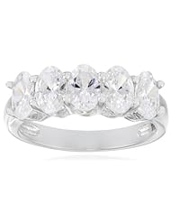 Sterling Silver Swarovski Zirconia 2cttw Oval 5 Stone Anniversary Ring
