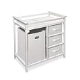 Badger Basket Modern Changing Table with 3 Baskets and Hamper, White