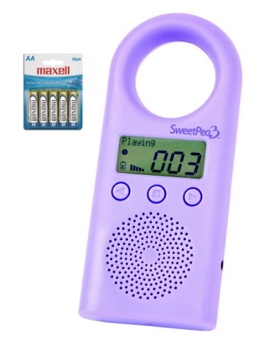 SweetPea3 2 GB MP3 Player for Kids (Violet) With a 10 Pack of Maxell AA Alkaline Batteries for up to 550 hours of Playtime