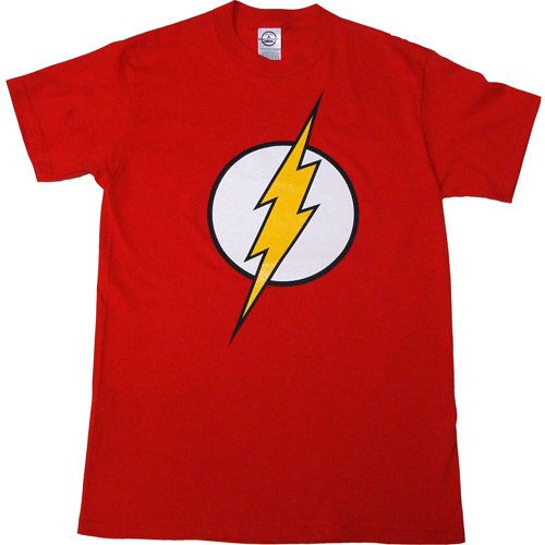  DC COMICS "FLASH: GLOW-IN-THE-DARK LOGO" Red Cotton Tee Licensed