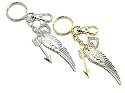 Angel Wing, Crystal Heart and Cupid's Arrow Keychain Purse Charm Silver or Gold
