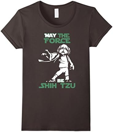 Women's Shih Tzu dog T shirt - May the force be Shih Tzu XL Asphalt