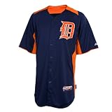 MLB Detroit Tigers Short Sleeve Authentic Button Front Road Cool Base Batting Practice Jersey Men's