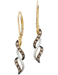 5/8 ct. tw. White and cocoa diamond Earrings in 10K Yellow Gold