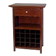 Winsome Wood Wine Cabinet with Drawer and Glass Holder, Walnut