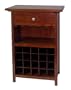 Winsome Wood Wine Cabinet with Drawer and Glass Holder, Walnut