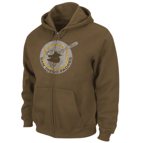 San Diego Padres Brown Silver Era Retro Logo Full-Zip Hooded Sweatshirt