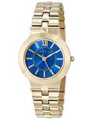 Anne Klein Womens AK/1494BLGB Vibrant Blue Dial Gold-Tone Bracelet Dress Watch