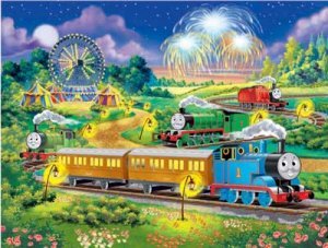 41DxD8ksMuL Thomas at the Carnival 100 pc glow in the dark puzzle