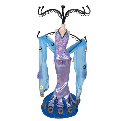 Doll Jewelry Stand Peacock Dress Purple 14.5 Inches