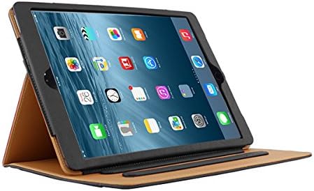 Apple iPad Pro Case Cover - Leather Folio style for 2015 Apple iPad Pro 12.9 inch, with multiple stand viewing angles, auto Sleep/Wake, document pocket (two-toned black tan)
