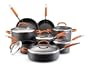 Rachael Ray Hard Anodized Nonstick 14-Piece Cookware Set, Orange
