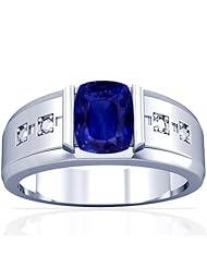 18K White Gold Cushion Cut Blue Sapphire Solitaire Ring