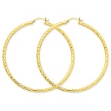 10k Diamond-Cut 3mm Round Hoop Earrings