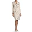 Kasper Ivory & Gold Jacquard 3-Button Skirt Suit