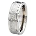 8mm Titanium Band Hammered Grooved Shiny Edge Men Wedding Band Size 8-14 Full and Half Size SPJ