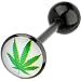 BIOPLAST Black POT LEAF LOGO Barbell Tongue Ring