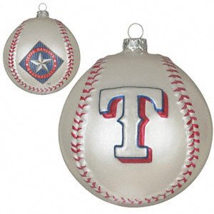 Texas Rangers Glass Baseball Ornament