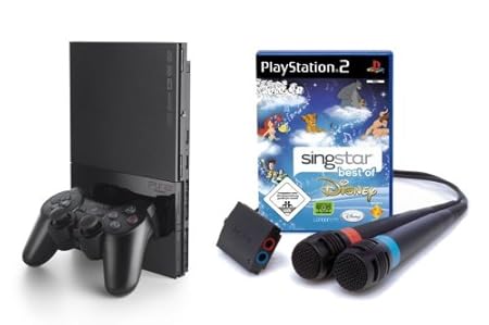 PlayStation 2 - PS2 Konsole, black inkl. SingStar Best of Disney + Mikrofone