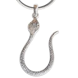 Snake Pendant with Chain Silver Jewelry 2 inches