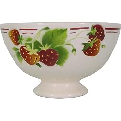 Stenciled Fruit Design Cafe au Lait Bowl ~ French Designs, 5 different, Strawberries