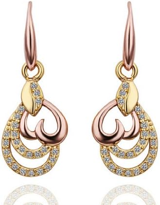 Gold Plated Cubic Zirconia Leaf Womens Dangle Drop Earrings for Women