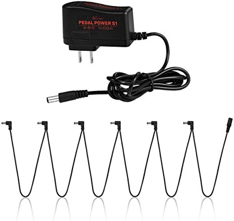 Furios Pedal Power Combo AC/DC Adapter plus 6 Plugs Daisy Chain Pedal Snake Cable Switched Power Supply INPUT@AC100V~240V OUTPUT@DC9V 600mA Guitar Pedal Power Kit